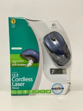 New Logitech LX8 Cordless Laser Wireless Mouse USB PC/MAC Comfort Grip 2009 Blue
