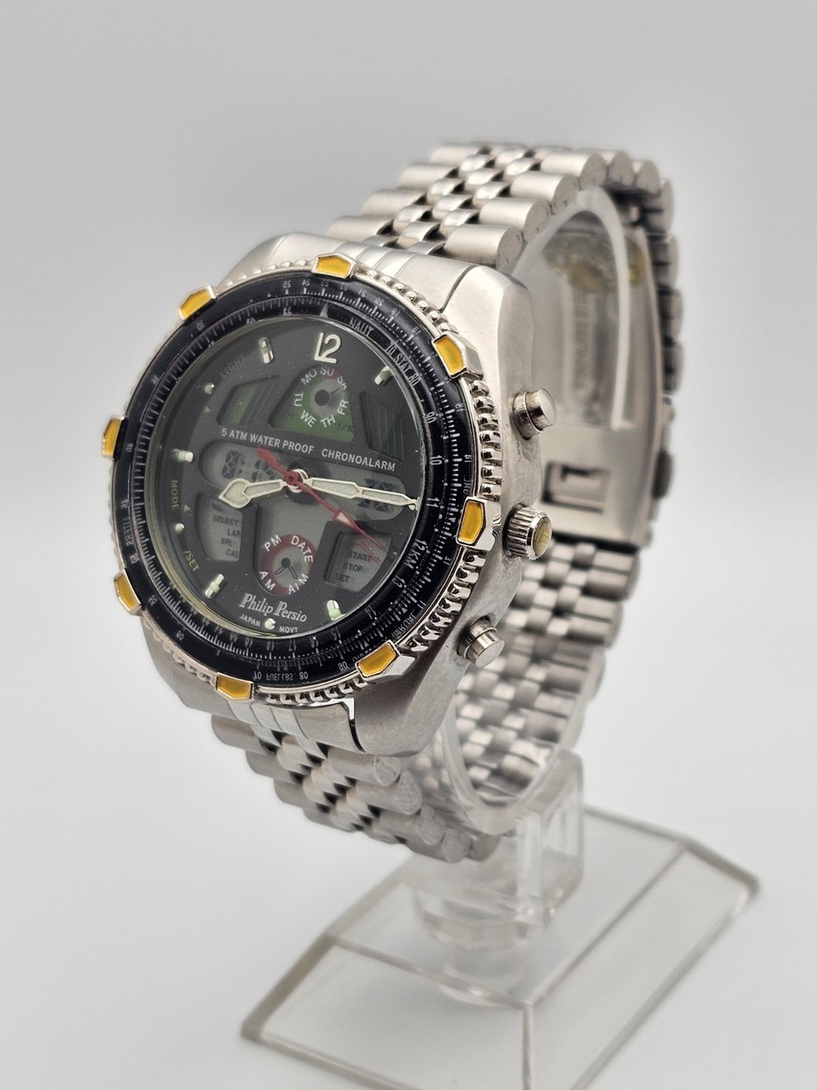 Philip Persio IPS 90AAM0606 Mens Watch Quartz Day Date Stainless