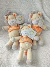 lot e 3 Doudou LION orange beige gris blanc   NICOTOY KIABI KITCHOUN NEUF