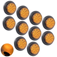2 Round 13 Led Trailer Side Marker Clearance Light Clear Lens- Redamber 12v