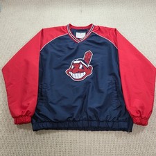 VTG Cleveland Indians MLB GIII Carl Banks Pullover Jacket XL Banned Chief Wahoo