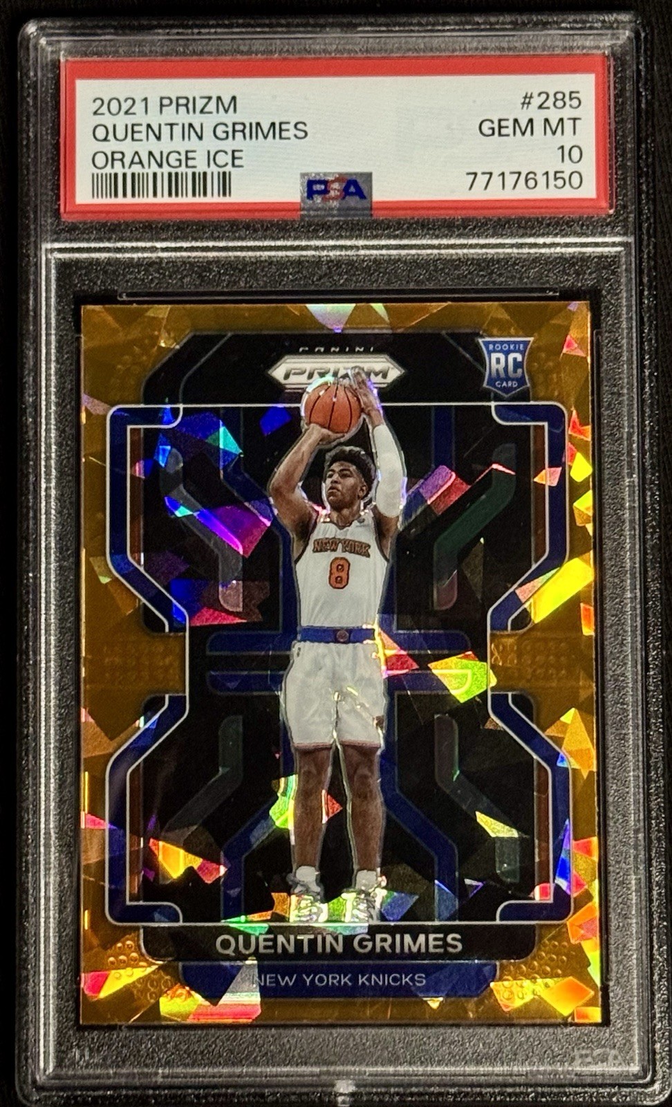 2021-22 Panini Prizm Orange Ice Prizm Quentin Grimes #285 PSA 10 Rookie RC