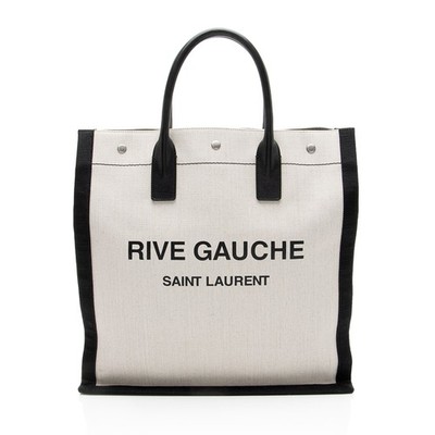 Saint Laurent Linen Calfskin Rive Gauche N/S Tote