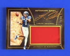 2016 Black Gold Laquon Treadwell Vikings Jumbo Patch Rookie Auto Card #71; #d/99. rookie card picture