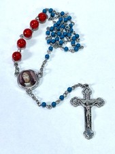 Catholic Chaplet of the Holy Face Red Blue Beads Jesus Medal Rosary Crucifix