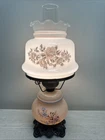 Vintage 1970s Hurricane GWTW Lamp - 19" Floral Milk Glass - 3-Way Electric