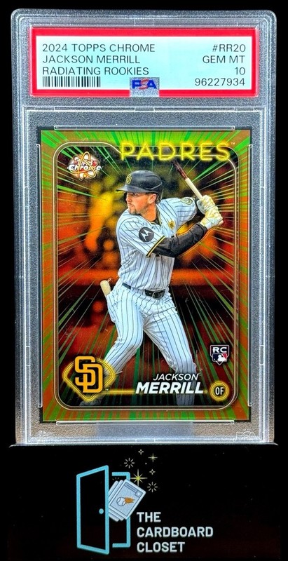 Jackson Merrill 2024 Topps Chrome Radiating Rookies PSA 10 RC