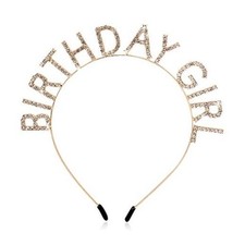 Birthday Girl Headband Happy Birthday Tiara for Women Girls Princess Gold