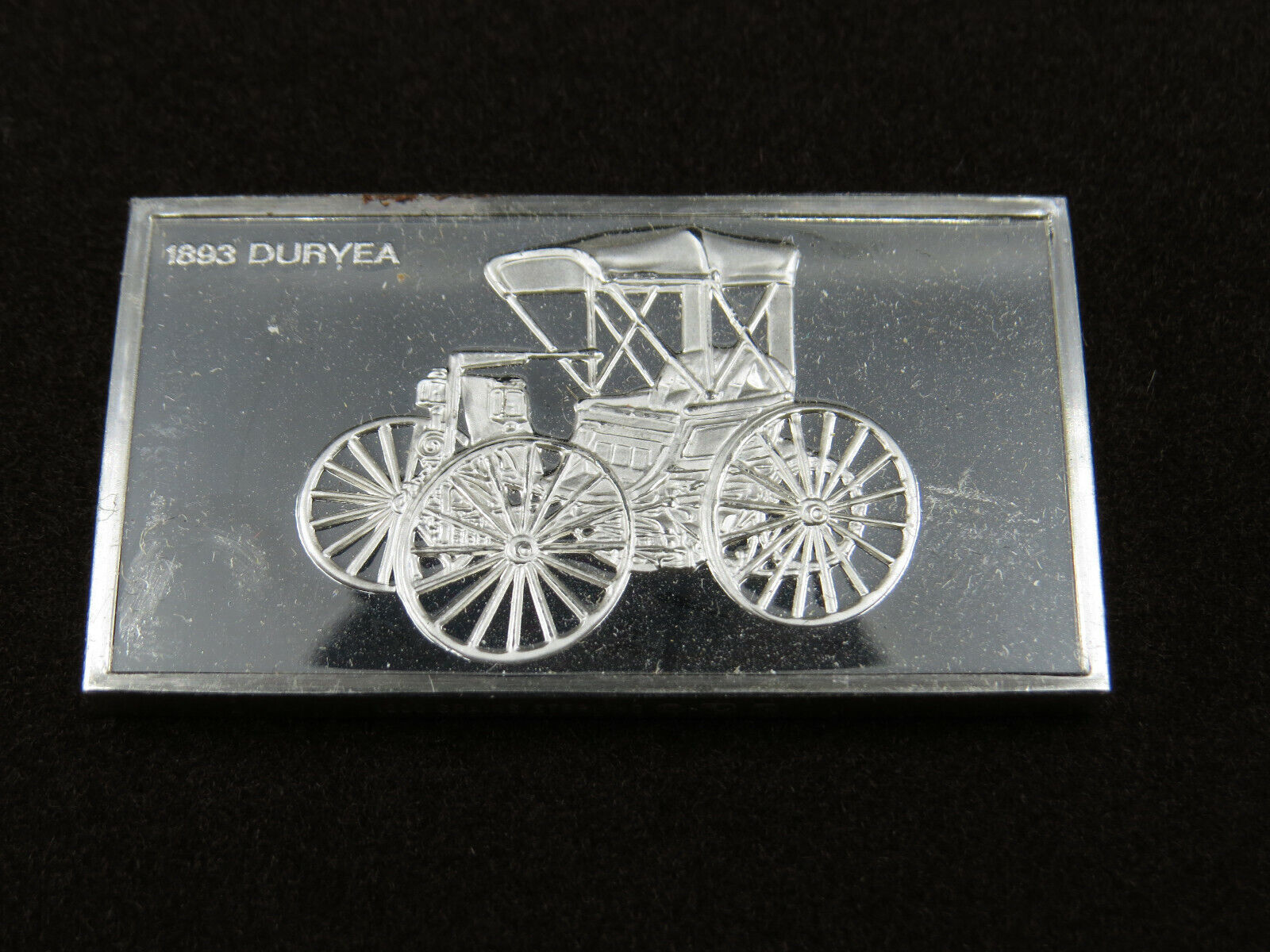1000 Grains Sterling Silver Ingot Bar 1893 DURYEA Car 92.5% Ag Franklin Mint