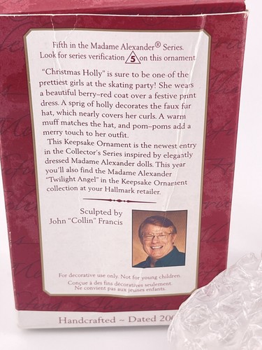 2000 New Hallmark Keepsake Christmas Holly Madame Alexander Ornament Collectible - Picture 8 of 16