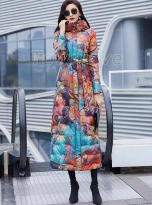 Winter Womens Hooded Long Duck Down Coats Jacket Warm Floral Thicken  Overcoat | eBay