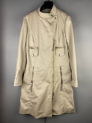 Chemise Longue Max Mara En Coton - Modèle Plastron Rayé Blanc - Taille L - Occasion Très Bon état