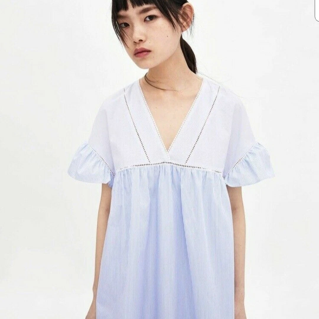 Zara blue smock clearance dress