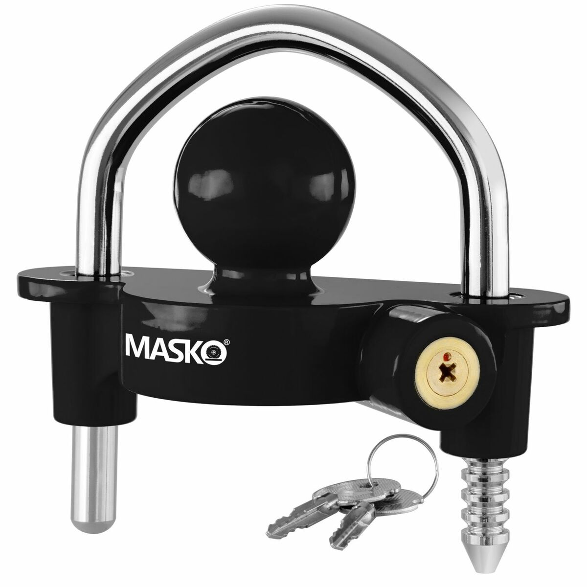 MASKO® Anhängerschloss für gängige Anhängerkupplung einfache Montage  Diebstahlschutz Diebstahl Anhänger Sicherung 4 Schlüssel extra sicher
