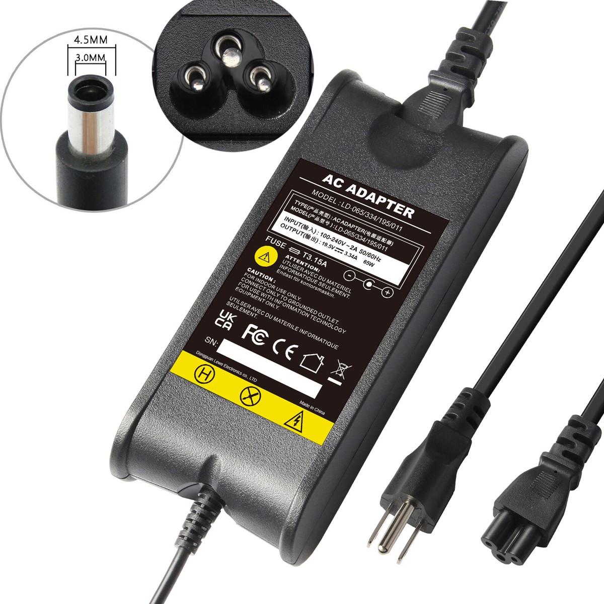 Dell Inspiron 15 Charger Replacement 65W/90W AC Power Adapter Charger For Dell Inspiron 15 3520/3521 Laptop - 19.5V, 7.4x5.0mm Tip Dell Laptop Charger 65 W - Foto 13