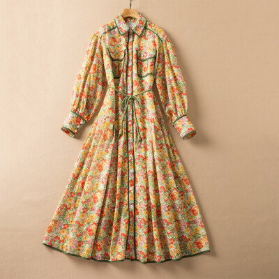 New Christmas fashion lapel fresh Printed graceful women cotton dress  SMLXLXXL | eBay