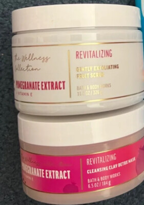 Bath Body Works X2 Pc set Pomegranate Scrub & Cleansing Clay Detox mask new