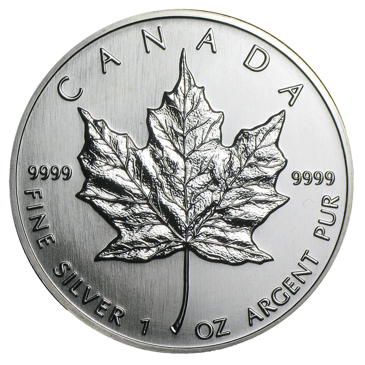 Hoja de arce canadiense 1990 monedas de plata