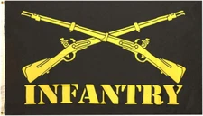 3X5 US ARMY Infantry Crossed Rifles Black Yellow Premium Quality Heavy Duty 100D