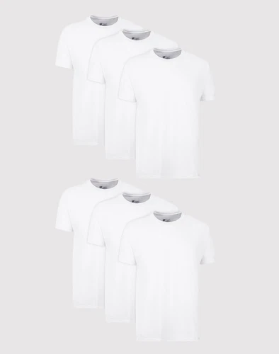 Hanes Men's White Crewneck T-Shirt 6-Pack Undershirt Tee TAGLESS FreshIQ Comfort video thumbnail