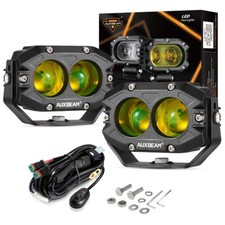 AUXBEAM 4" LED Pods Light Bar Amber Yellow Fog Lamp Offroad Driving Truck ATV