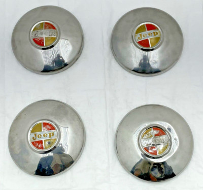 1965-1973 Jeep Kaiser Hubcaps Dog Dish Poverty Caps Wheel Covers Hubcap Center