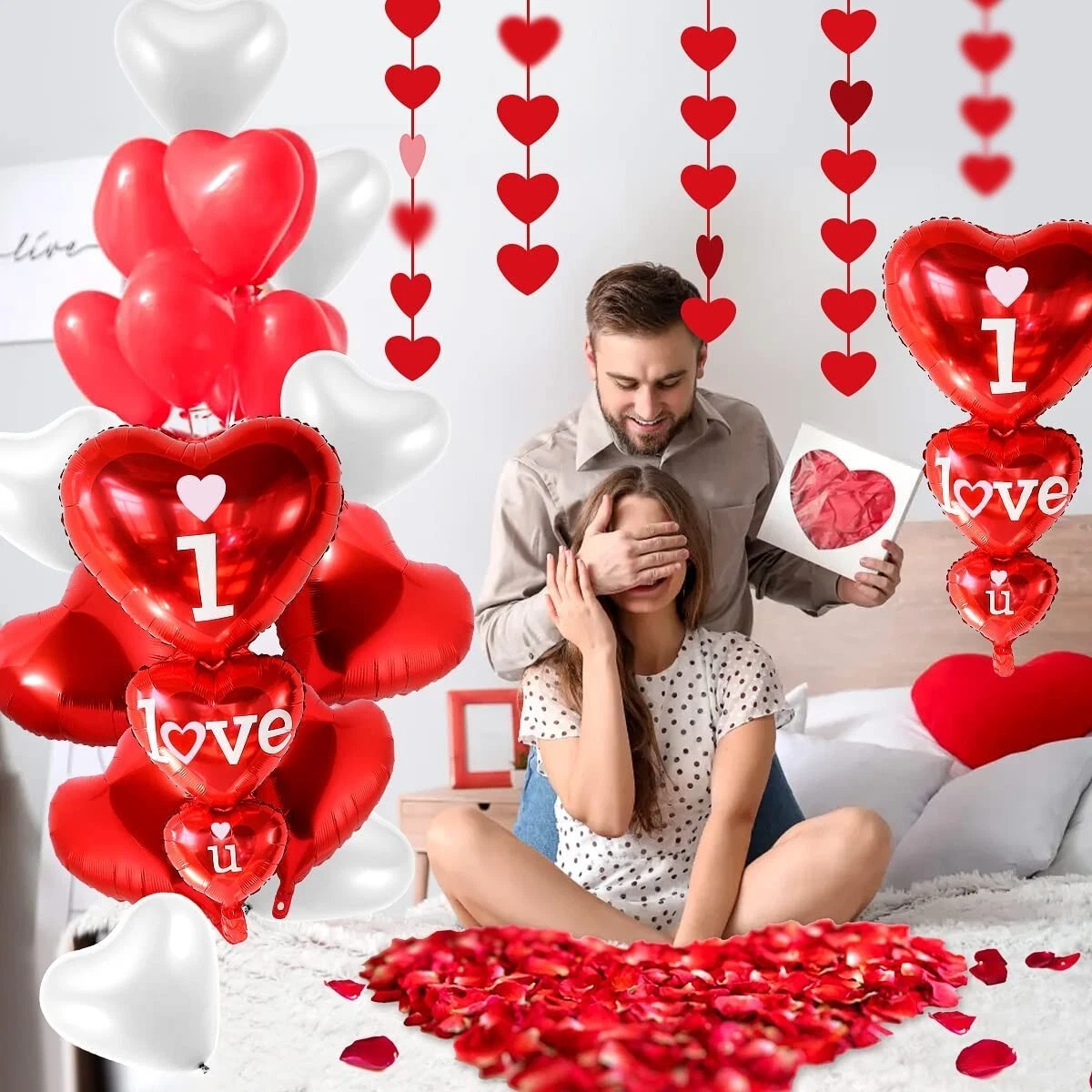 iZoeL Romantic Decorations - 2pcs I Love You balloons Heart Balloon, Red  Hearts