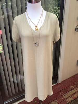 NEW Anthropologie Cloth &Stone Short Sleeve V Neck Sage T-Shirt Dress S  SMALL | eBay
