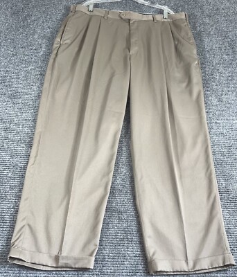 savane pleated dress pants Savane pants men's 42x29 silk works beige pleated cuffed dress pants