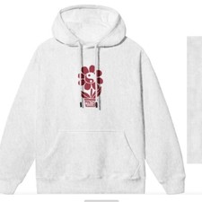 Market women's have a nice day Hoodie with Red Flower Graphic size XL Grey/Red