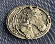 Siskiyou Silver Country 1983 Belt Buckle Double Horse Buckle Western Cowboy Rope