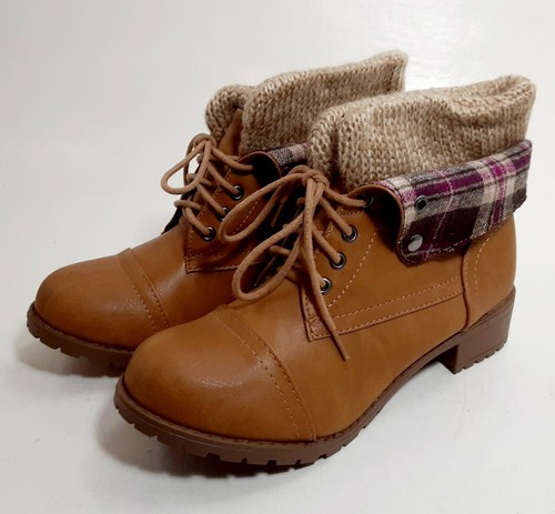 Soda Boots Womens Brown Low Faux 