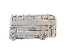 Double Decker Bus Finely Handcrafted in Solid Pewter In UK Lapel Pin Badge