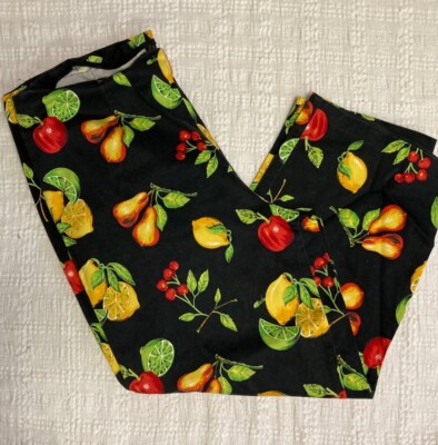 Amazing Vintage 80s David Paul New York Novelty Fruit Print Capri Size 18