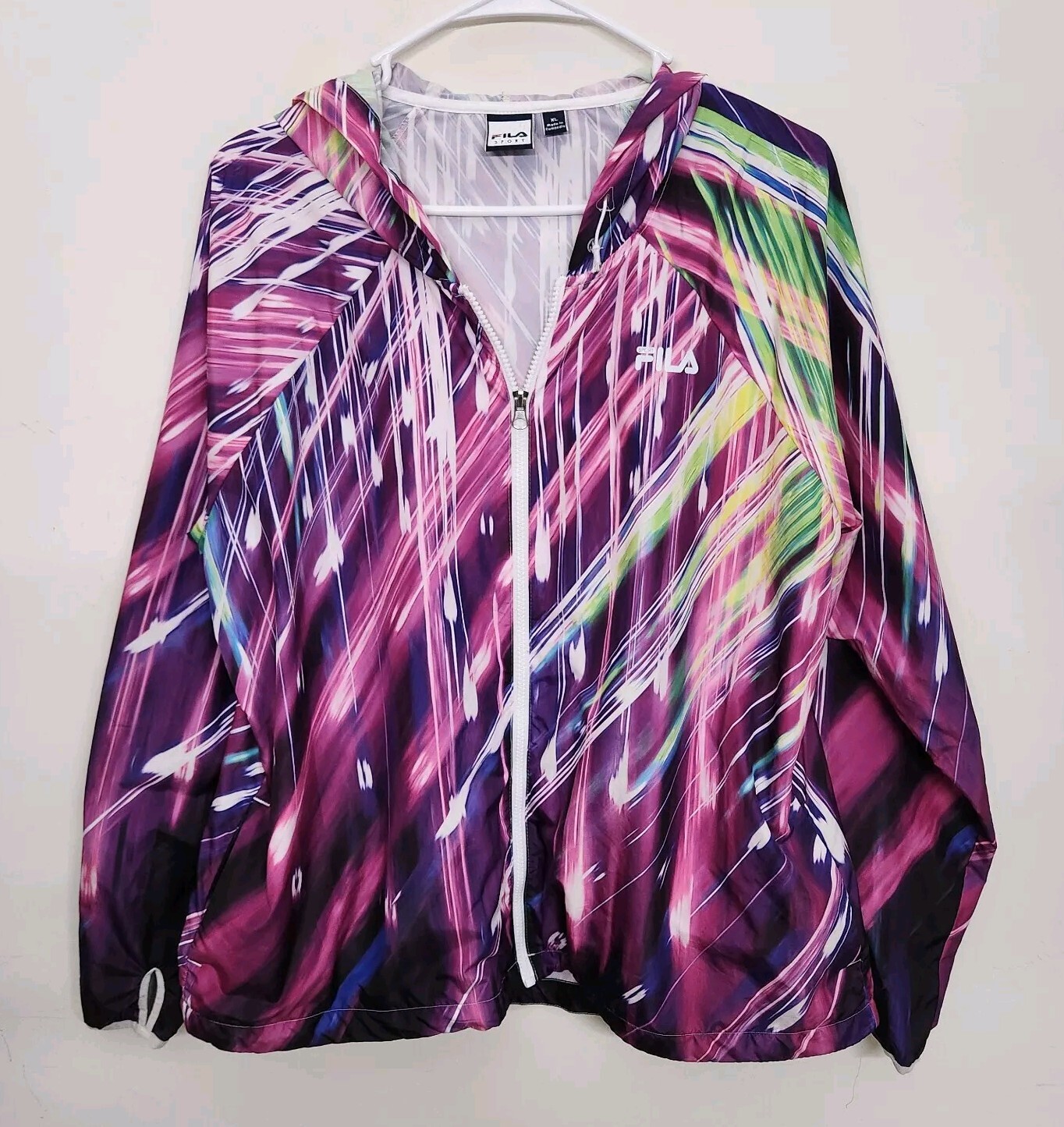 Giacca a vento Fila Sport full zip con cappuccio tasca corsa donna XL 1229