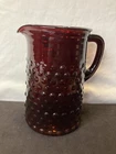 Red Hobnail Water Pitcher Anchor Hocking ROYAL RUBY 60 oz