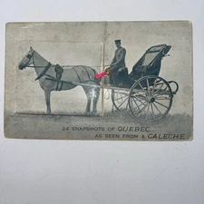 RARE! 1908 Atkinson Bros Postcard w/ Photo Booklet 24 Snapshots Quebec Caleche