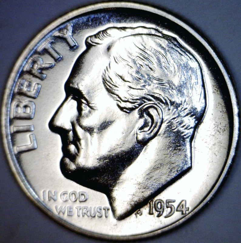 1954 CH / GEM PROOF SILVER Roosevelt Dime Coin NICE PRF LOT #PQ64  NR