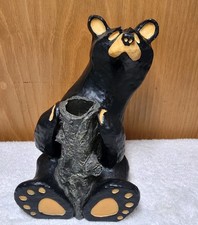 VTG BEARFOOTS Black Bear Bud Vase JEFF FLEMING Singing Tree Montana Retired