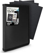 Dunwell 12x18 Art Portfolio Binder with 12x18" w/ BLK Paper, Black 