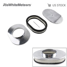 12inch Oval Polished Full Finned Air Cleaner For Classic Chevy Ford Hot Rod New