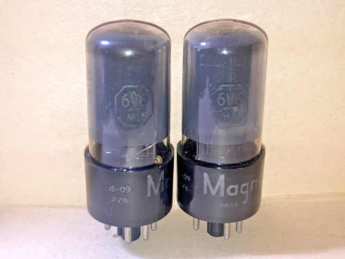 1956 RCA 6V6GT Gray Glass Tubes, Platinum Matched Pair, High Testing, Same Codes