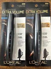 2pk L'OREAL Waterproof Extra Volume Collagen Mascara 695 BLACKEST BLACK Loreal