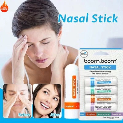 1-4set BoomBoom Essential Oil Menthol Inhaler Aromatherapy Inhaler Nasal Stick