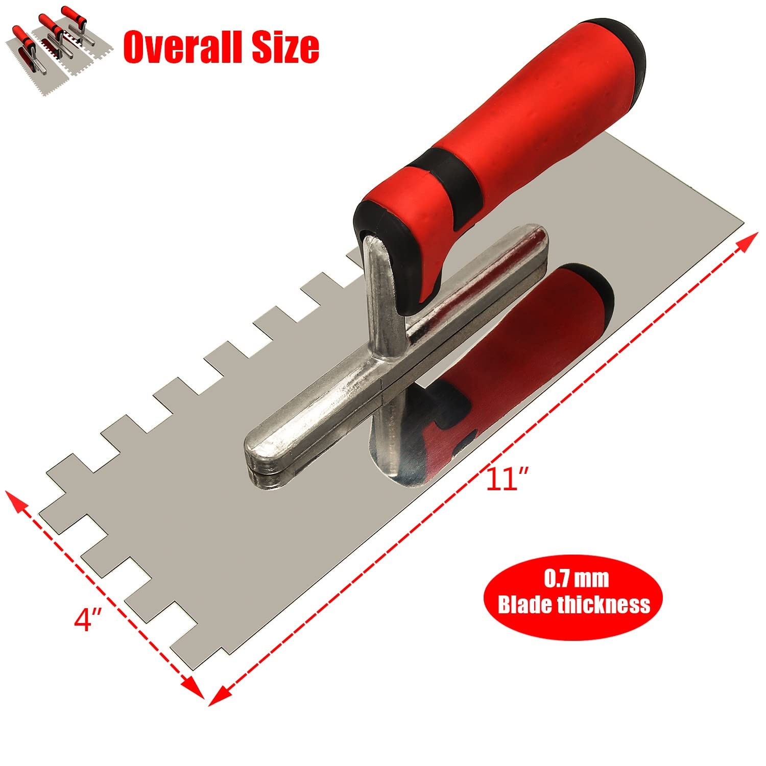Tile Tools Stainless Steel Square Notched Trowel Set 3 Pc (notch Size: 5/32 & 5/