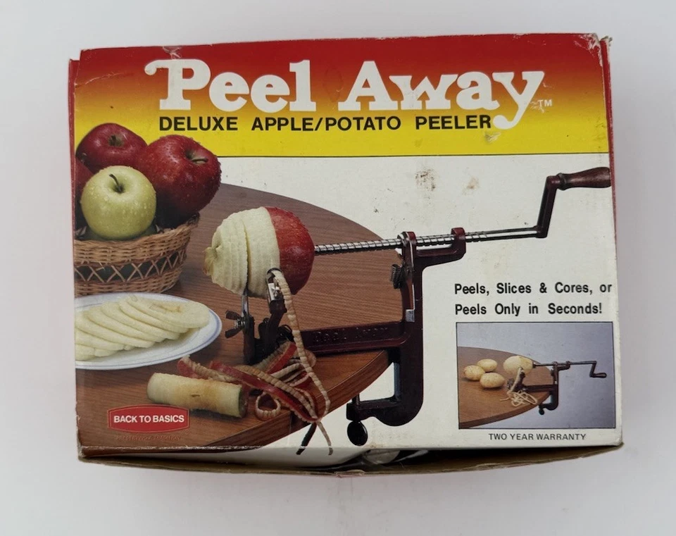 Back to Basics Peel Away Deluxe Apple Potato Peeler Clamp Mount w/ Box Untested - Image 4 of 4