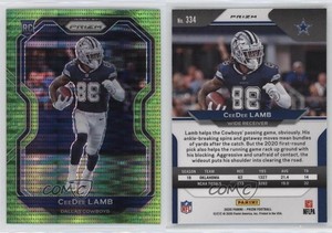 2020 Panini Prizm Rookie Neon Green Pulsar Prizm CeeDee Lamb #334 Rookie RC