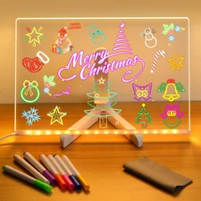 LED Drawing Board LED Light Up Whiteboard with 7 Colors 11x 7Acrylic Glow Board