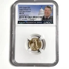 2021 $5 American Gold Eagle T-2 MS70 First Day Issue Reagan Signed 1/10Oz Gold