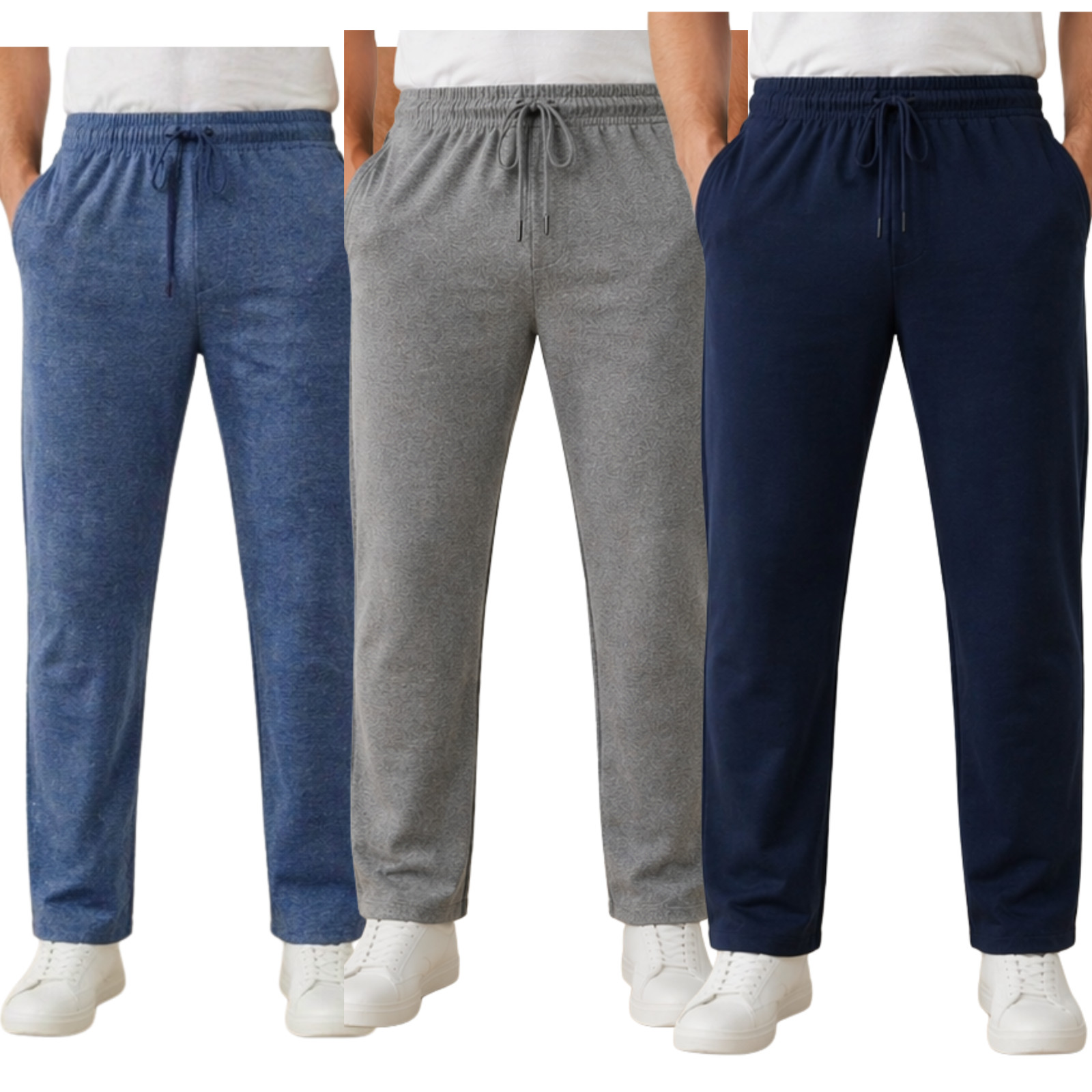 Pantaloni tuta uomo jogging orlo aperto fondo palestra felpa zip tasca salotto